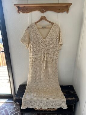 Seventh avenue crochet cream midi length dress size 2X